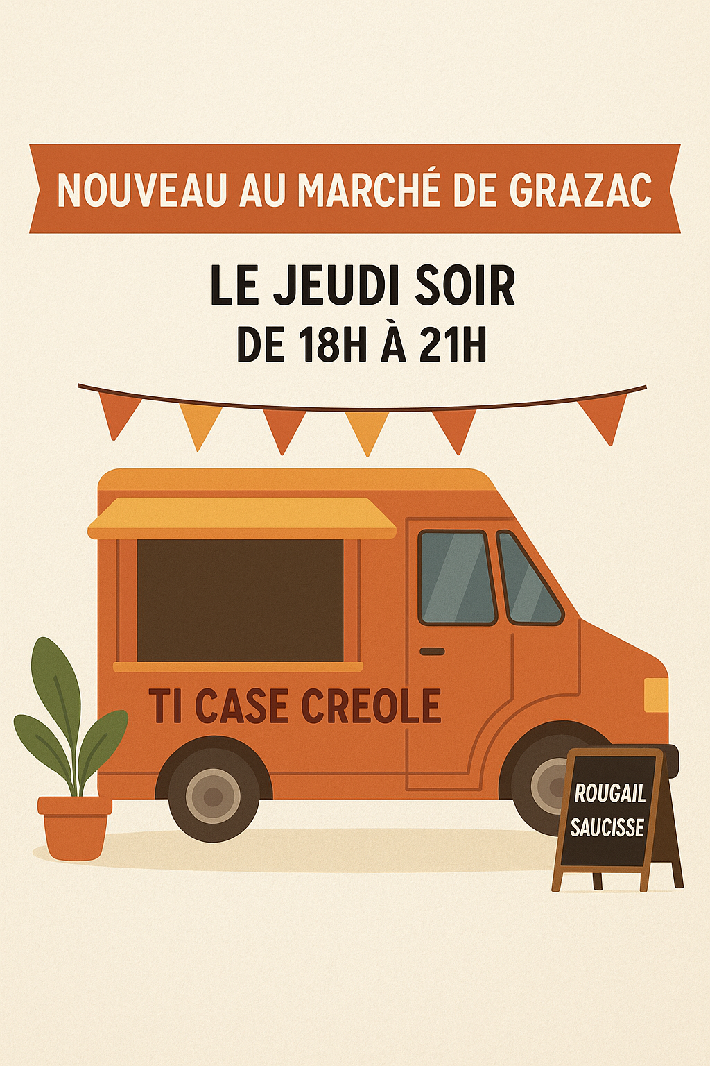 Nouveau au marché de Grazac : TI CASE CREOLE s’installe le jeudi soir !